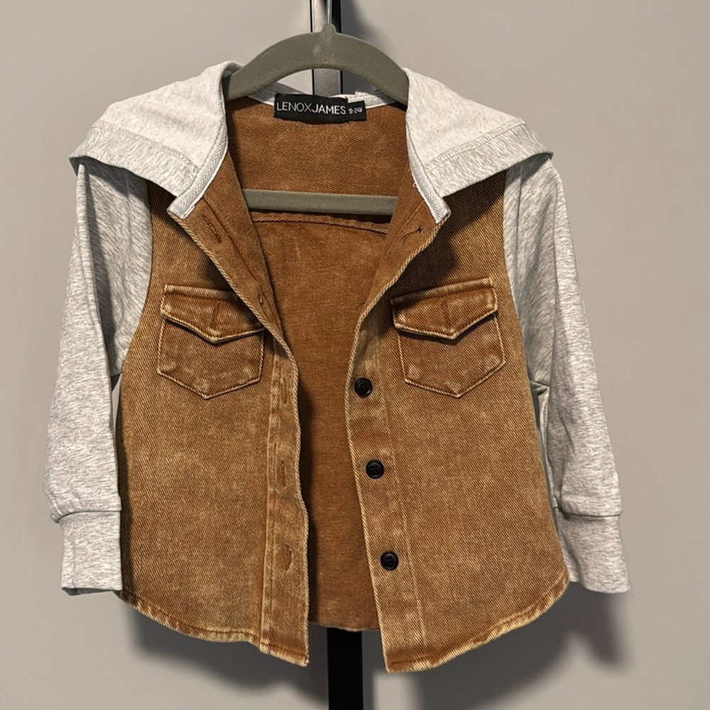 Lenox James Button Down Hoodie Shacket Boys Size 18-24 Months New NWOT